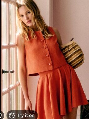 Sezane Altea Orange Button-Front blouse